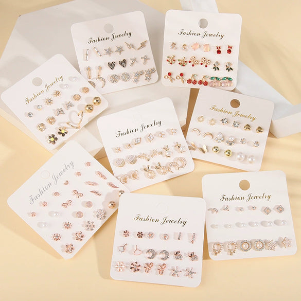 Wholesale Alloy Imitation Pearl Elegant Women's Earrings Set With Fruit Food Style And Geometric Pattern Electroplated
