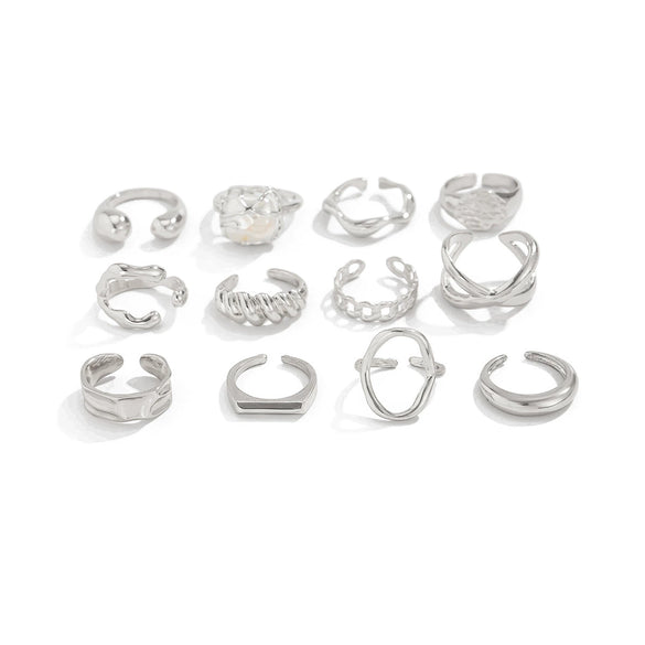 Wholesale Alloy Imitation Pearl Finger Ring Geometric Pattern Electroplating Women's Style