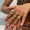 Wholesale Alloy Imitation Pearl Finger Ring Geometric Pattern Electroplating Women's Style