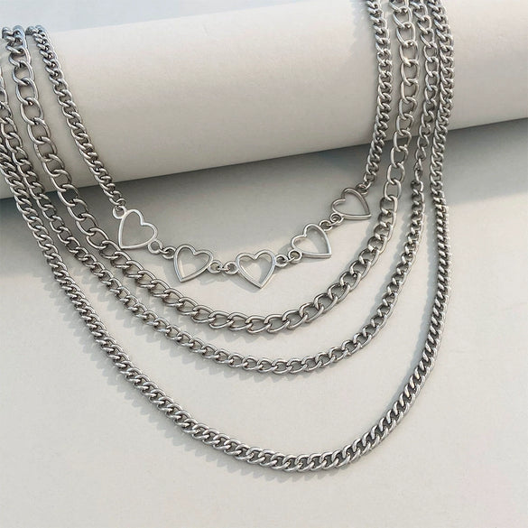 Wholesale Alloy Imitation Pearl Geometric Cross Pendant Retro Punk Multi Layer Women's Sweater Necklace Electroplated