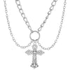 Wholesale Alloy Imitation Pearl Geometric Cross Pendant Retro Punk Multi Layer Women's Sweater Necklace Electroplated