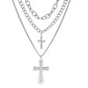 Wholesale Alloy Imitation Pearl Geometric Cross Pendant Retro Punk Multi Layer Women's Sweater Necklace Electroplated
