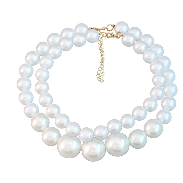 Wholesale Alloy Imitation Pearl Necklace Set With Snake Bone Chain And Geometric Style For Women