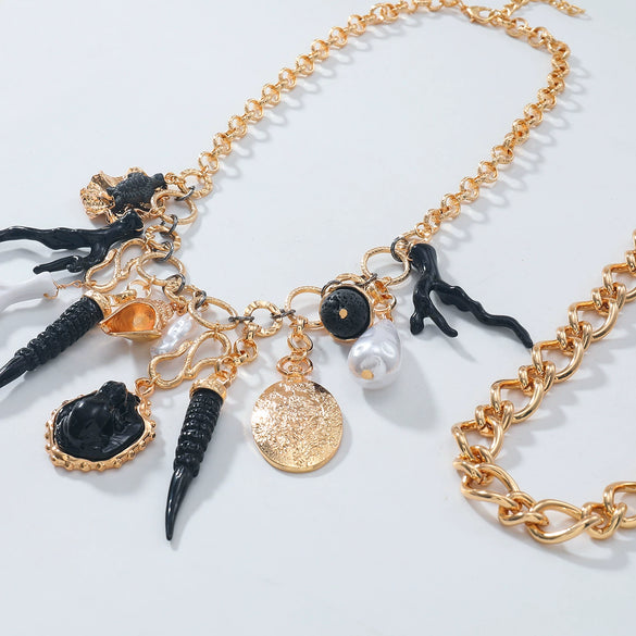 Wholesale Alloy Imitation Pearl Necklace With Animal And Zodiac Shapes And Geometric Patterns Electroplated For Women