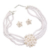 Wholesale Alloy Imitation Pearls And Rhinestones Plants Flowers Geometric Style Women's Pearl Necklace Set