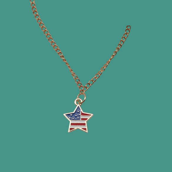 Wholesale Alloy Independence Day American Flag Cross Pendant Jewelry Accessories With Oil Dripping And Totem Pattern Minimalist Style