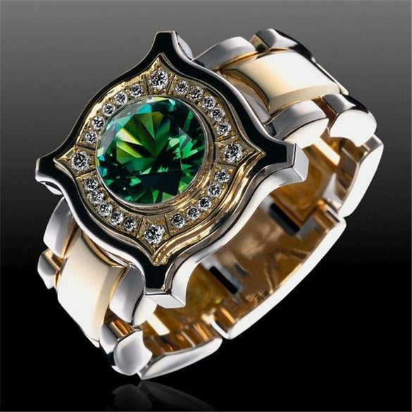 Wholesale Alloy Inlaid Blue Zircon Geometric Ring With Electroplating Treatment