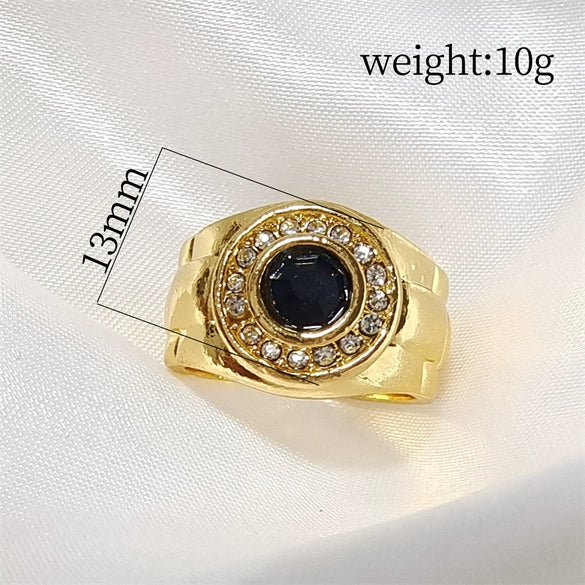 Wholesale Alloy Inlaid Blue Zircon Geometric Ring With Electroplating Treatment
