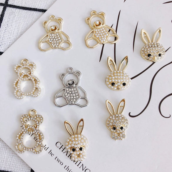 Wholesale Alloy Inlaid Jewelry Accessories With Bear And Rabbit Shapes For Earrings And Necklace