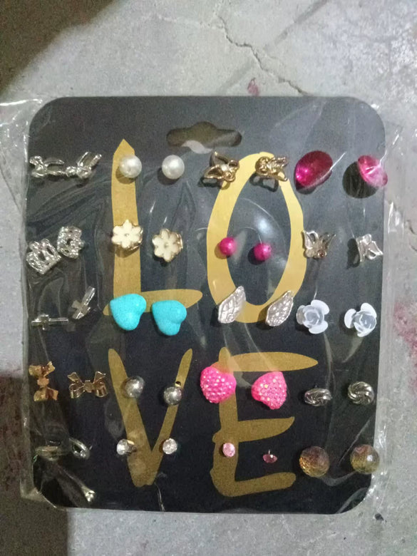 Wholesale Alloy Inlaid Pearl Geometric Women's Earrings Retro French Style Electroplated 6Piece Set