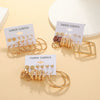 Wholesale Alloy Inlaid Pearl Geometric Women's Earrings Retro French Style Electroplated 6Piece Set