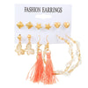 Wholesale Alloy Inlaid Pearl Geometric Women's Earrings Retro French Style Electroplated 6Piece Set