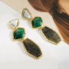 Wholesale Alloy Inlaid Resin Retro Geometric Multilayer Irregular Earrings