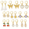 Wholesale Alloy Inlaid Rhinestone Earrings Set With Creative Butterfly Peach Heart And Cherry Pearl Designs