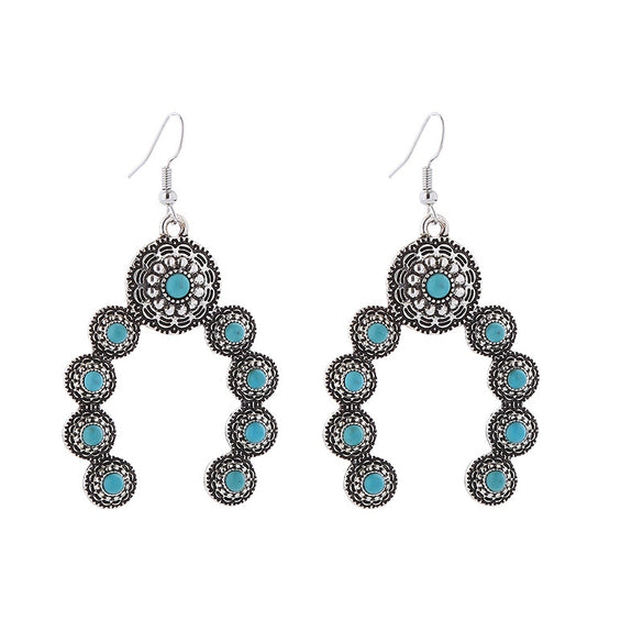 Wholesale Alloy Inlaid Turquoise Geometric Creative Exaggerated Women's Earrings