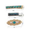Wholesale Alloy Inlaid Women's Retro Simple Temperament Bangs Clip Hair Accessories Turquoise Bohemian Style