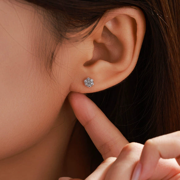 Wholesale Alloy Inlaid Zirconium Flower Electroplated Women's Earrings
