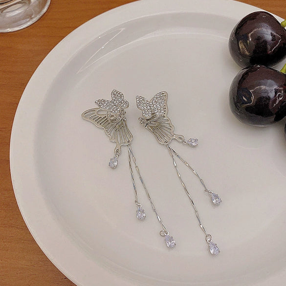 Wholesale Alloy Insect Pattern Electroplated Butterfly Tassel Ear Bone Clip For Women