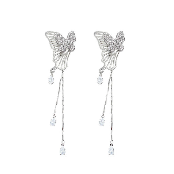 Wholesale Alloy Insect Pattern Electroplated Butterfly Tassel Ear Bone Clip For Women