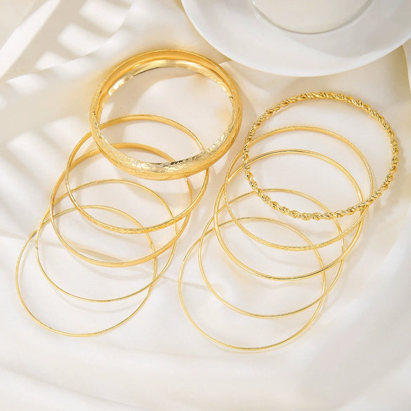 Wholesale Alloy Iron Geometric Style Electroplated Stacked Unisex Bracelet