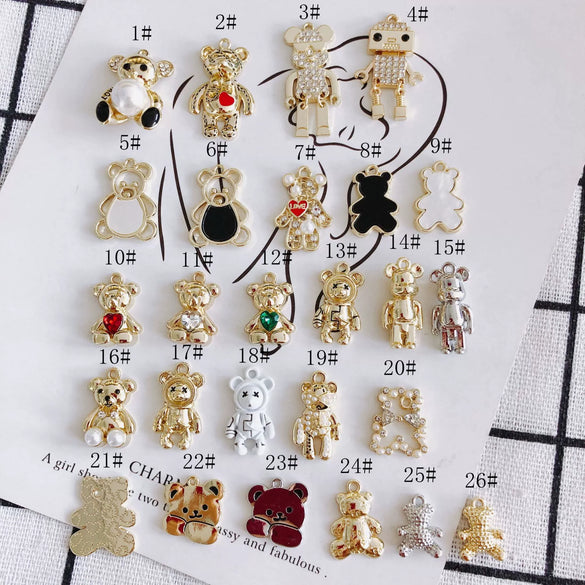 Wholesale Alloy Jewelry Accessories Electroplated With Small Bear Robot Shapes For Earrings And Necklace