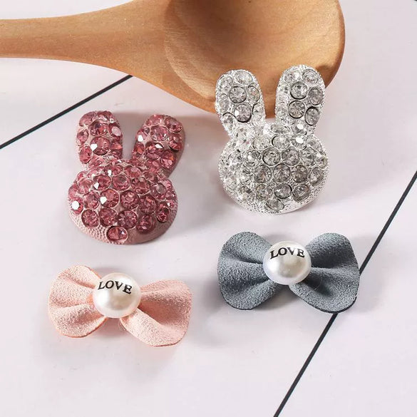 Wholesale Alloy Jewelry Accessories Fashion Bow Headwear And Cute Rabbit Phone Case Accessories With Electroplating