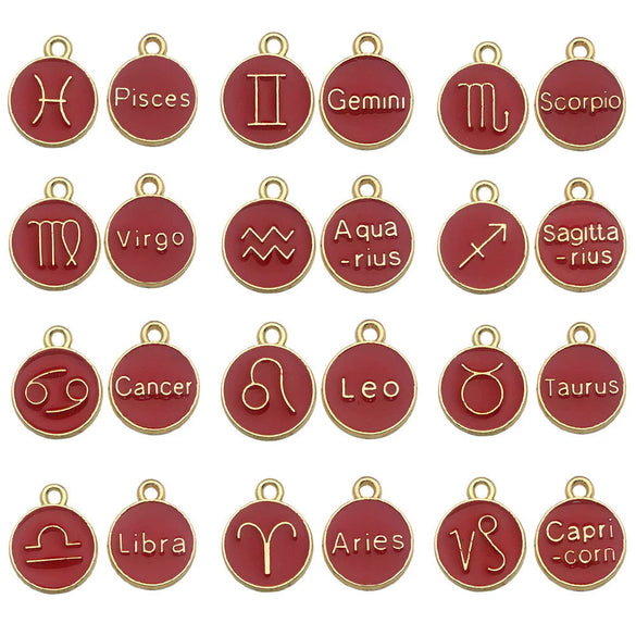 Wholesale Alloy Jewelry Accessories Retro Style Twelve Constellations Dripping Oil Pendant