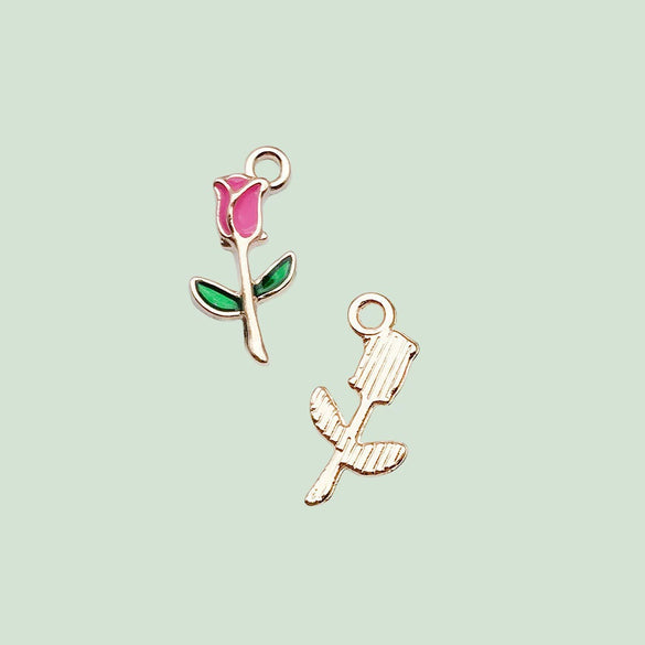 Wholesale Alloy Jewelry Accessories Rose Drop Oil Totem Pendant Key Chain Mobile Phone Chain Diy Handmade