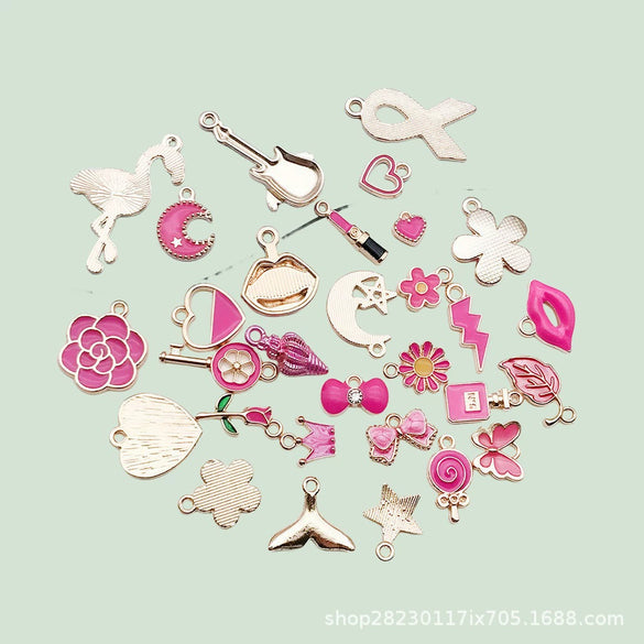 Wholesale Alloy Jewelry Accessories Rose Drop Oil Totem Pendant Key Chain Mobile Phone Chain Diy Handmade
