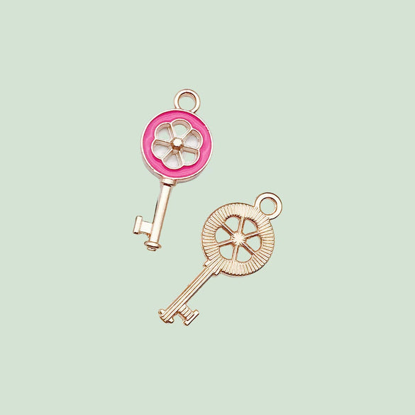 Wholesale Alloy Jewelry Accessories Rose Drop Oil Totem Pendant Key Chain Mobile Phone Chain Diy Handmade