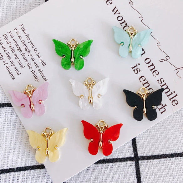Wholesale Alloy Jewelry Accessories Simple Colorful Resin Butterfly Earrings Necklace With Environmental Protection Treatment