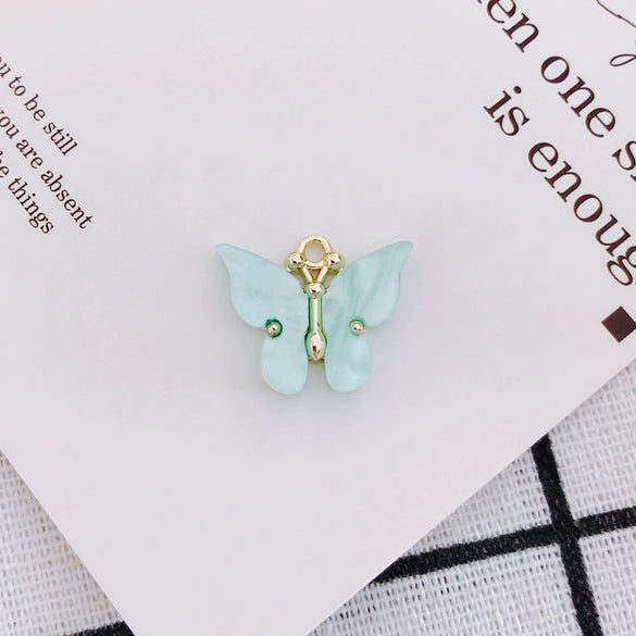 Wholesale Alloy Jewelry Accessories Simple Colorful Resin Butterfly Earrings Necklace With Environmental Protection Treatment