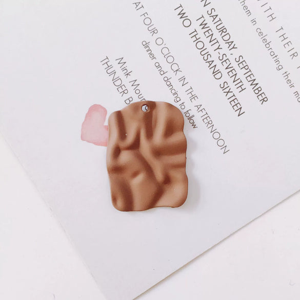Wholesale Alloy Jewelry Accessories With Baking Paint Wave Surface And Irregular Rectangular Pendant