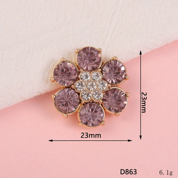 Wholesale Alloy Jewelry Accessories With Flower Pattern And Electroplating Treatment For Mobile Phone Shell Stick Drill Five Petal Flower And Snowflake Design