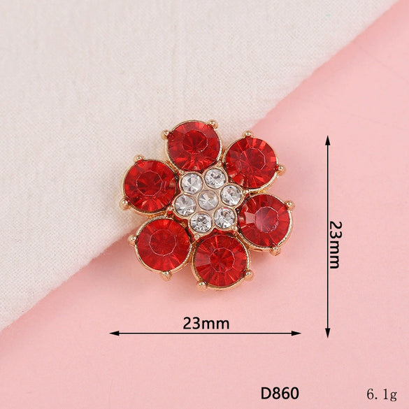 Wholesale Alloy Jewelry Accessories With Flower Pattern And Electroplating Treatment For Mobile Phone Shell Stick Drill Five Petal Flower And Snowflake Design