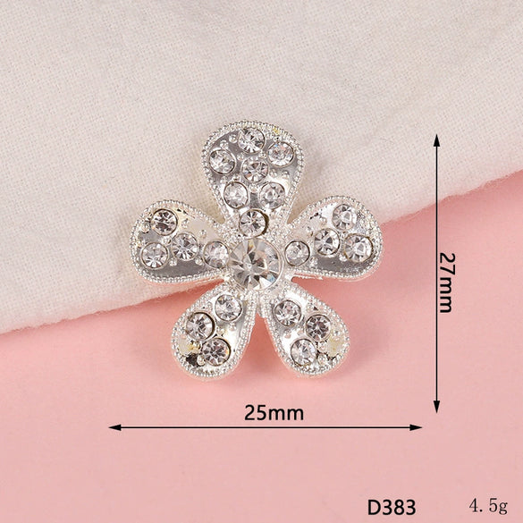 Wholesale Alloy Jewelry Accessories With Flower Pattern And Electroplating Treatment For Mobile Phone Shell Stick Drill Five Petal Flower And Snowflake Design