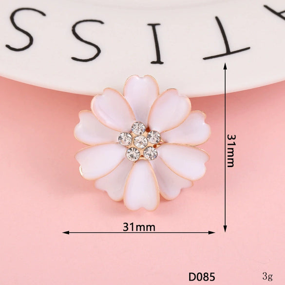 Wholesale Alloy Jewelry Accessories With Flower Pattern And Electroplating Treatment For Mobile Phone Shell Stick Drill Five Petal Flower And Snowflake Design
