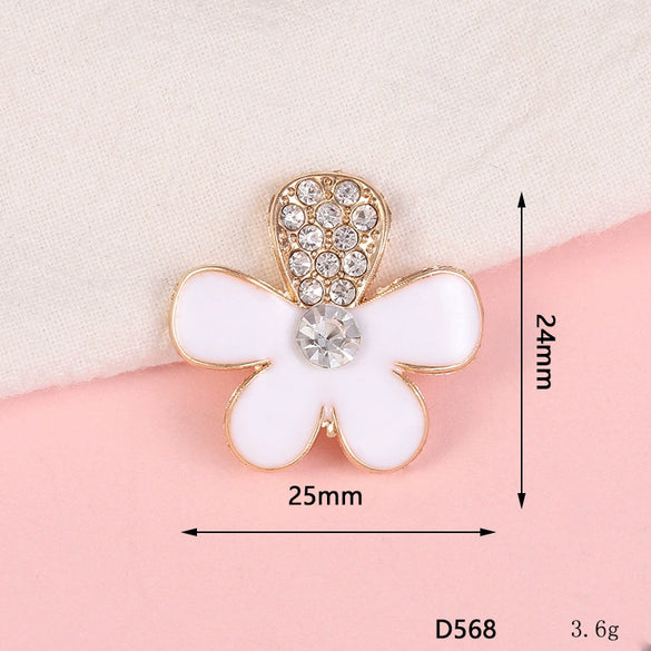 Wholesale Alloy Jewelry Accessories With Flower Pattern And Electroplating Treatment For Mobile Phone Shell Stick Drill Five Petal Flower And Snowflake Design
