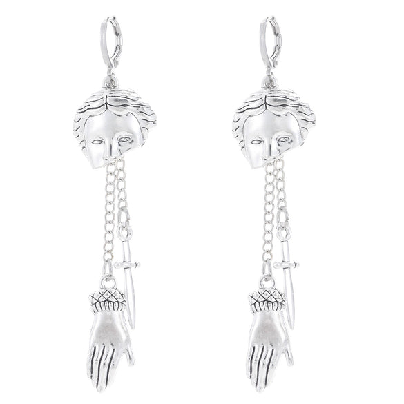 Wholesale Alloy Jewelry Gothic Punk Style Cartoon Characters Dagger Pendant Earrings For Women With Electroplating