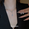 Wholesale Alloy Jewelry Set With Diamond Embedded Zircon Pendants In Water Drop And Love Heart Shapes For Women Light Luxury Style