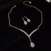Wholesale Alloy Jewelry Set With Diamond Embedded Zircon Pendants In Water Drop And Love Heart Shapes For Women Light Luxury Style