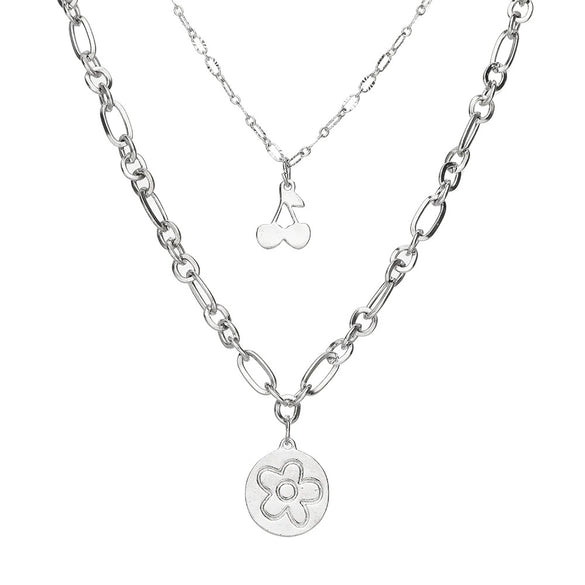 Wholesale Alloy Jewelry With Letters Numbers Text Pattern Electroplated Double Necklace