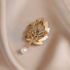 Wholesale Alloy Leaf Flower Brooch Minimalist Style Diamondencrusted Electroplated For Women