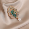 Wholesale Alloy Leaf Flower Brooch Minimalist Style Diamondencrusted Electroplated For Women