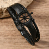 Wholesale Alloy Leather Buckle Handwoven Bracelets Retro Style Rudder Shape For Men And Women