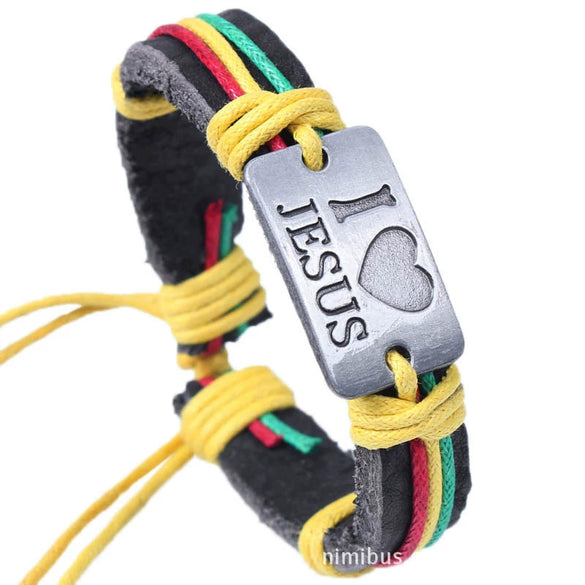 Wholesale Alloy Leather Letter Geometric Style Electroplated Unisex Bracelet