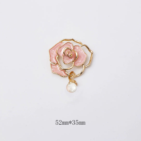 Wholesale Alloy Leaves Pattern Electroplated Camellia Pearl Women's Coat Brooch Fashion Accessories