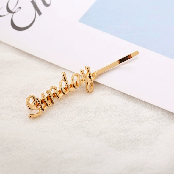 Wholesale Alloy Lettershaped Hair Clips Goldplated For Women Minimalist Style