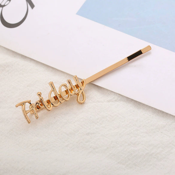 Wholesale Alloy Lettershaped Hair Clips Goldplated For Women Minimalist Style