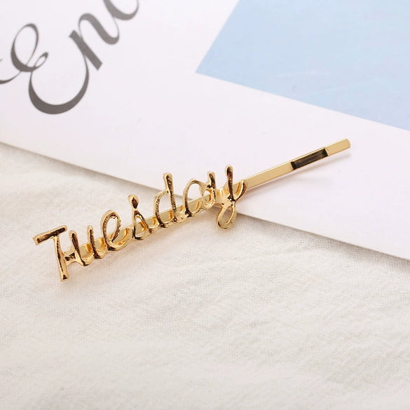 Wholesale Alloy Lettershaped Hair Clips Goldplated For Women Minimalist Style
